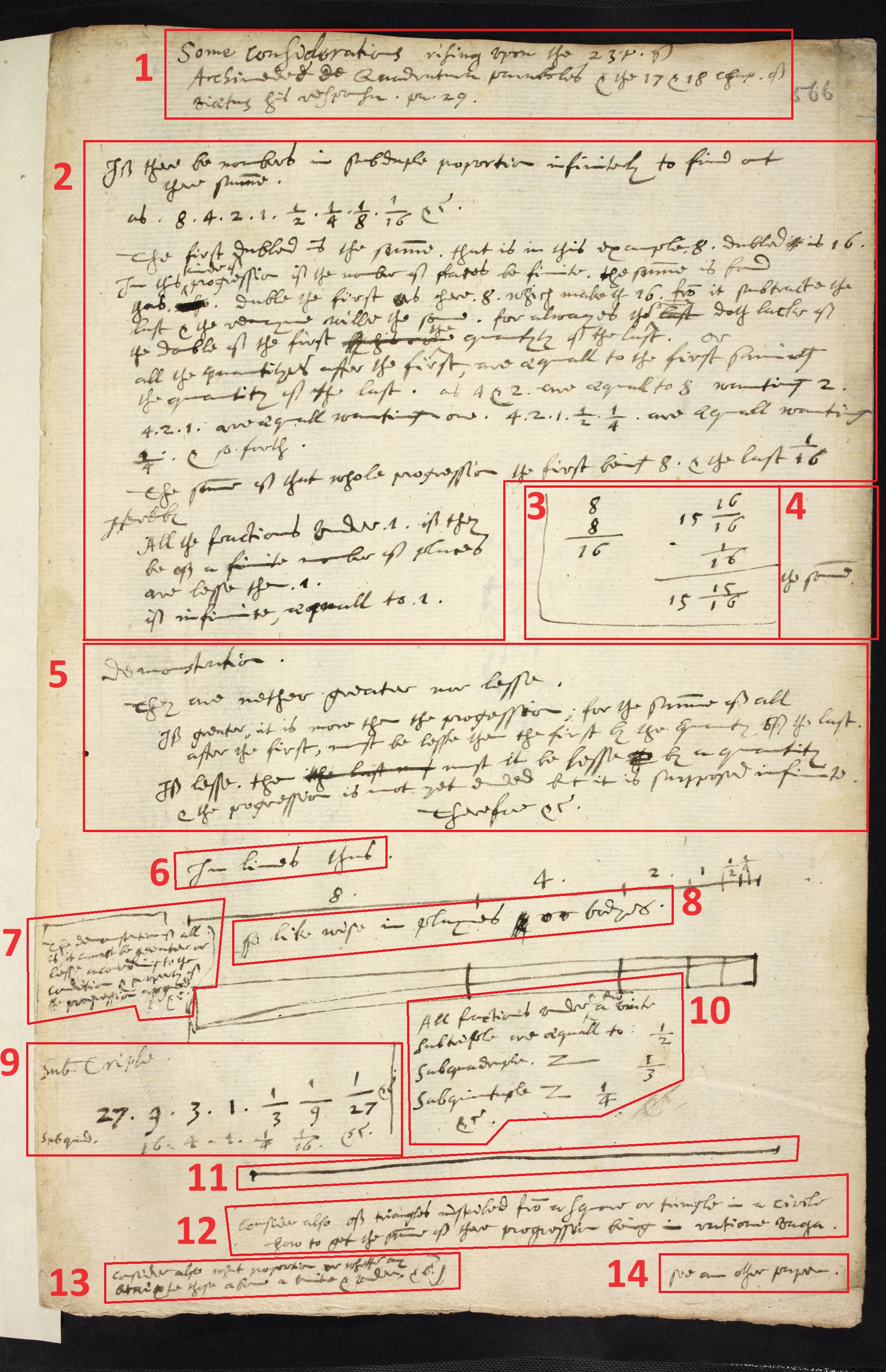 Harriot page scan illustrating order of transcription